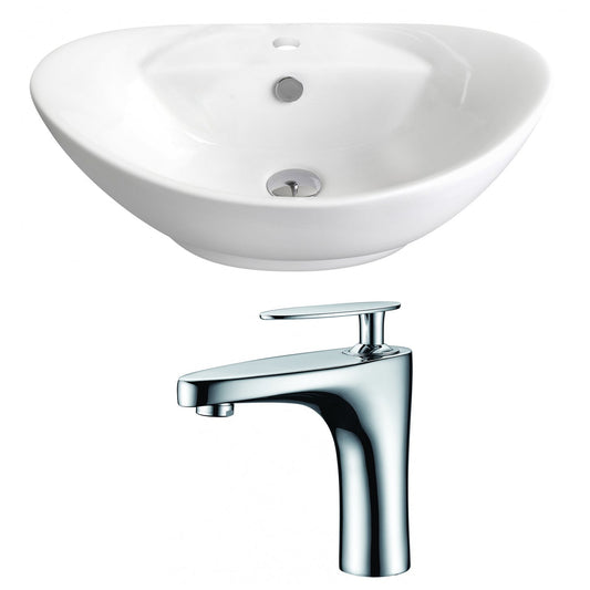 American Imaginations AI-14958 23" White Oval Ceramic Above Counter Bathroom Vessel Sink Set
