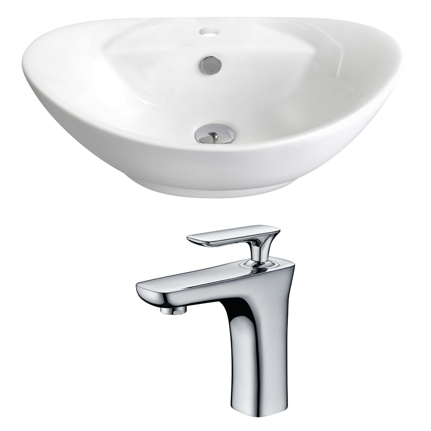 American Imaginations AI-14959 23" White Oval Ceramic Above Counter Bathroom Vessel Sink Set