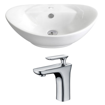 American Imaginations AI-14959 23" White Oval Ceramic Above Counter Bathroom Vessel Sink Set