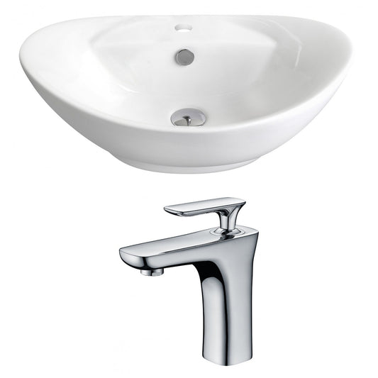 American Imaginations AI-14959 23" White Oval Ceramic Above Counter Bathroom Vessel Sink Set