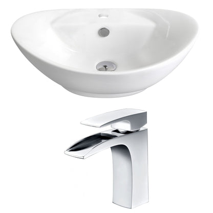 American Imaginations AI-14960 23" White Oval Ceramic Above Counter Bathroom Vessel Sink Set