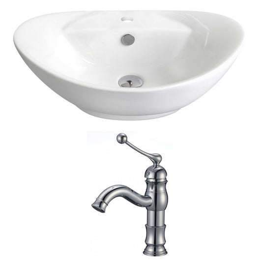 American Imaginations AI-14962 23" White Oval Ceramic Above Counter Bathroom Vessel Sink Set