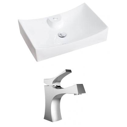 American Imaginations AI-14973 26" White Rectangular Ceramic Above Counter Bathroom Vessel Sink Set