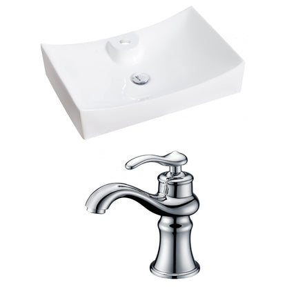 American Imaginations AI-14974 26" White Rectangular Ceramic Above Counter Bathroom Vessel Sink Set