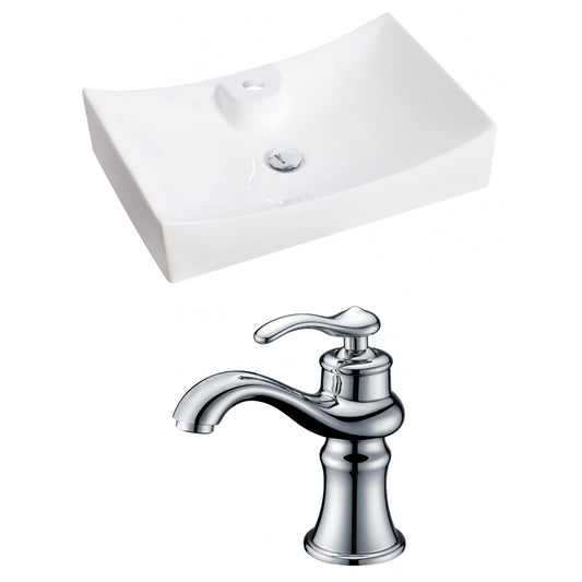 American Imaginations AI-14974 26" White Rectangular Ceramic Above Counter Bathroom Vessel Sink Set