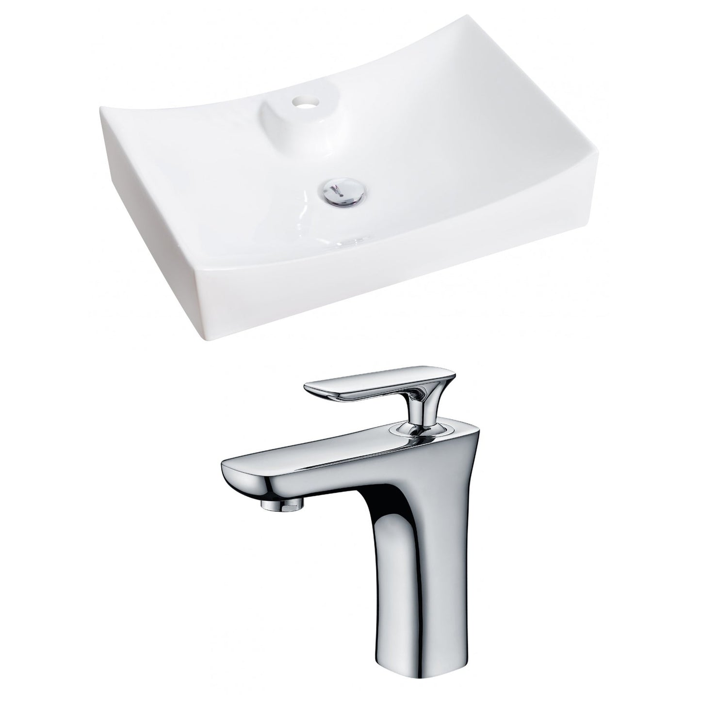 American Imaginations AI-14976 26" White Rectangular Ceramic Above Counter Bathroom Vessel Sink Set