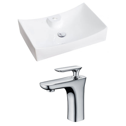 American Imaginations AI-14976 26" White Rectangular Ceramic Above Counter Bathroom Vessel Sink Set