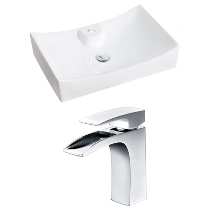 American Imaginations AI-14977 26" White Rectangular Ceramic Above Counter Bathroom Vessel Sink Set