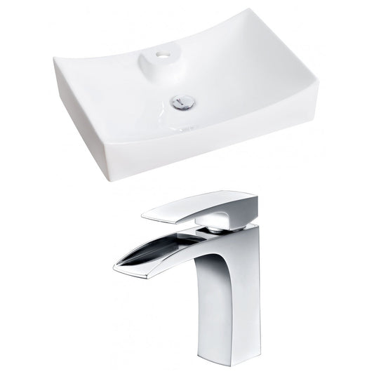 American Imaginations AI-14977 26" White Rectangular Ceramic Above Counter Bathroom Vessel Sink Set