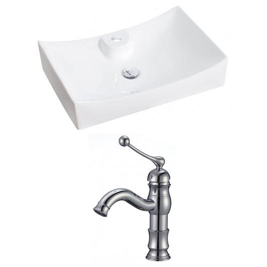 American Imaginations AI-14979 26" White Rectangular Ceramic Above Counter Bathroom Vessel Sink Set