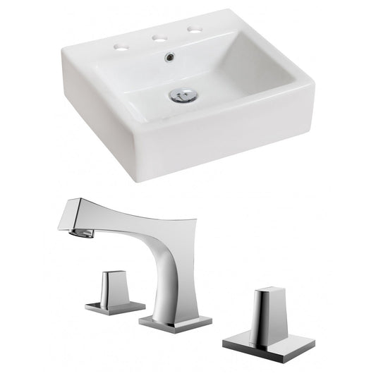 American Imaginations AI-15011 21" White Rectangular Ceramic Above Counter Bathroom Vessel Sink Set