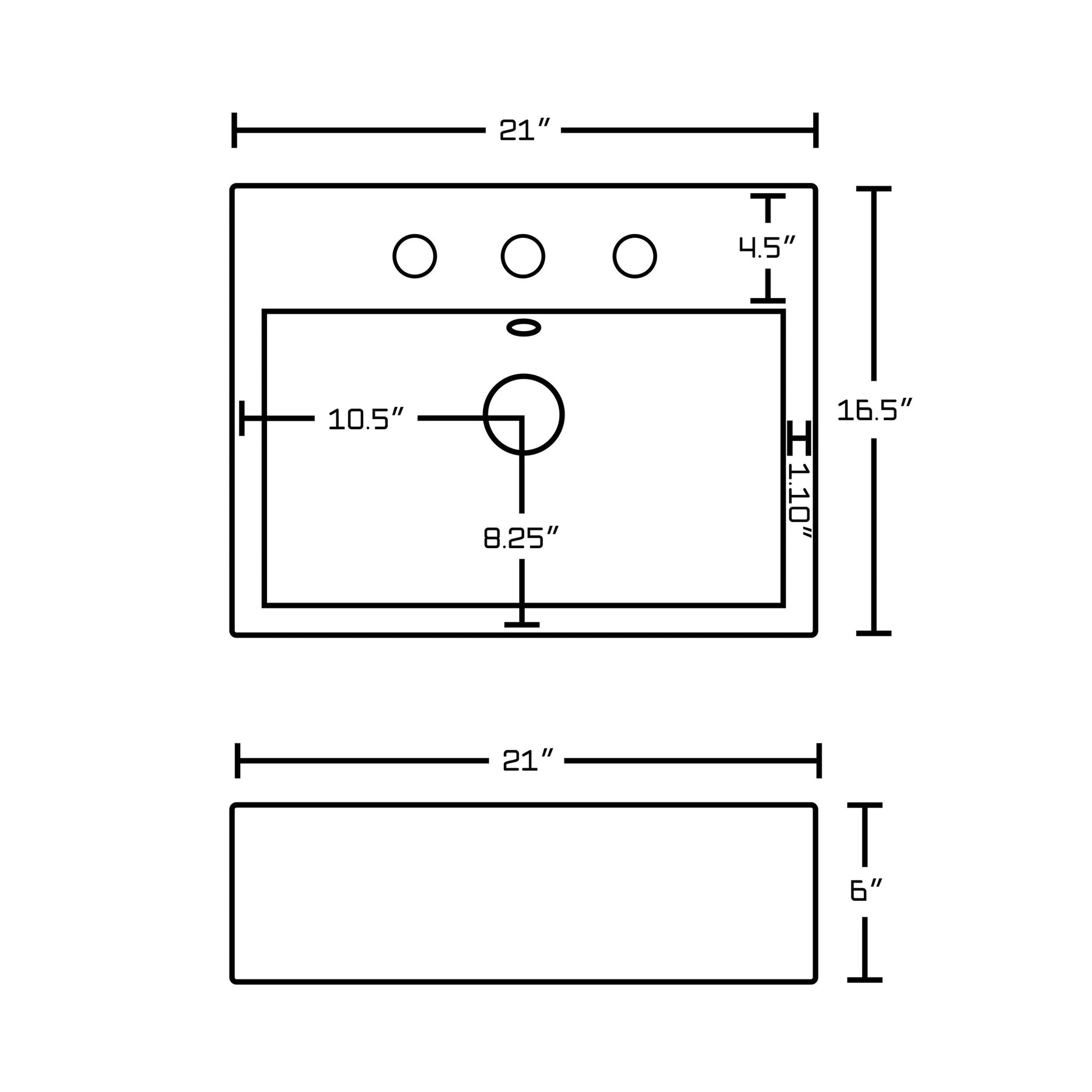 American Imaginations AI-15016 21" White Rectangular Ceramic Above Counter Bathroom Vessel Sink Set