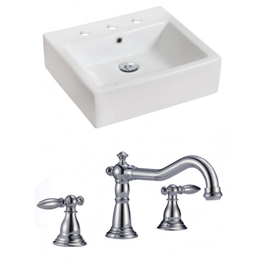 American Imaginations AI-15016 21" White Rectangular Ceramic Above Counter Bathroom Vessel Sink Set