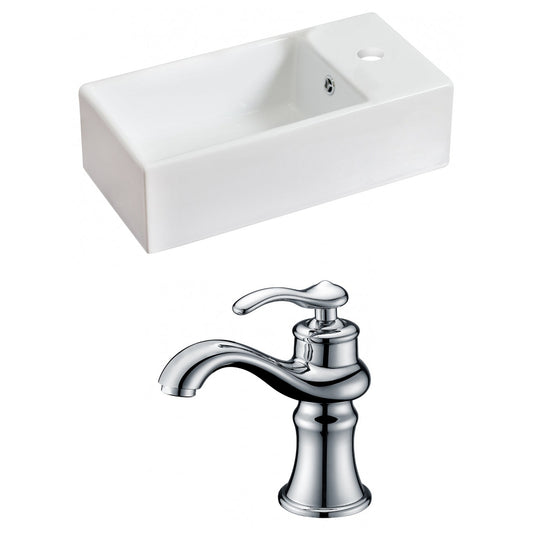 American Imaginations AI-15026 19" White Rectangular Ceramic Above Counter Bathroom Vessel Sink Set