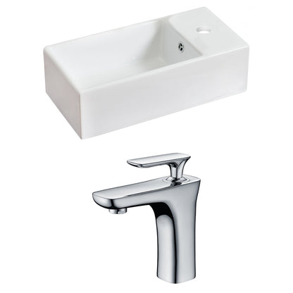 American Imaginations AI-15028 19" White Rectangular Ceramic Above Counter Bathroom Vessel Sink Set