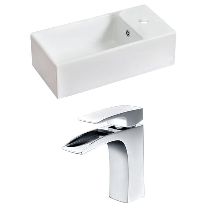 American Imaginations AI-15029 19" White Rectangular Ceramic Above Counter Bathroom Vessel Sink Set