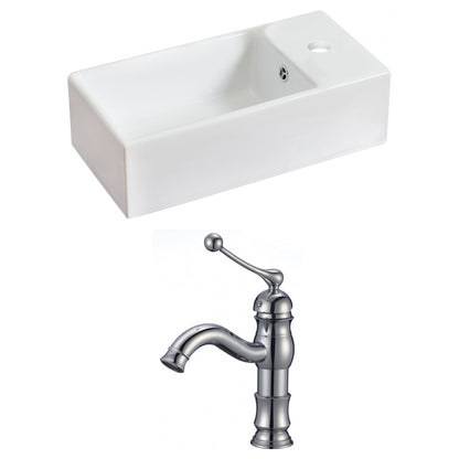 American Imaginations AI-15031 19" White Rectangular Ceramic Above Counter Bathroom Vessel Sink Set