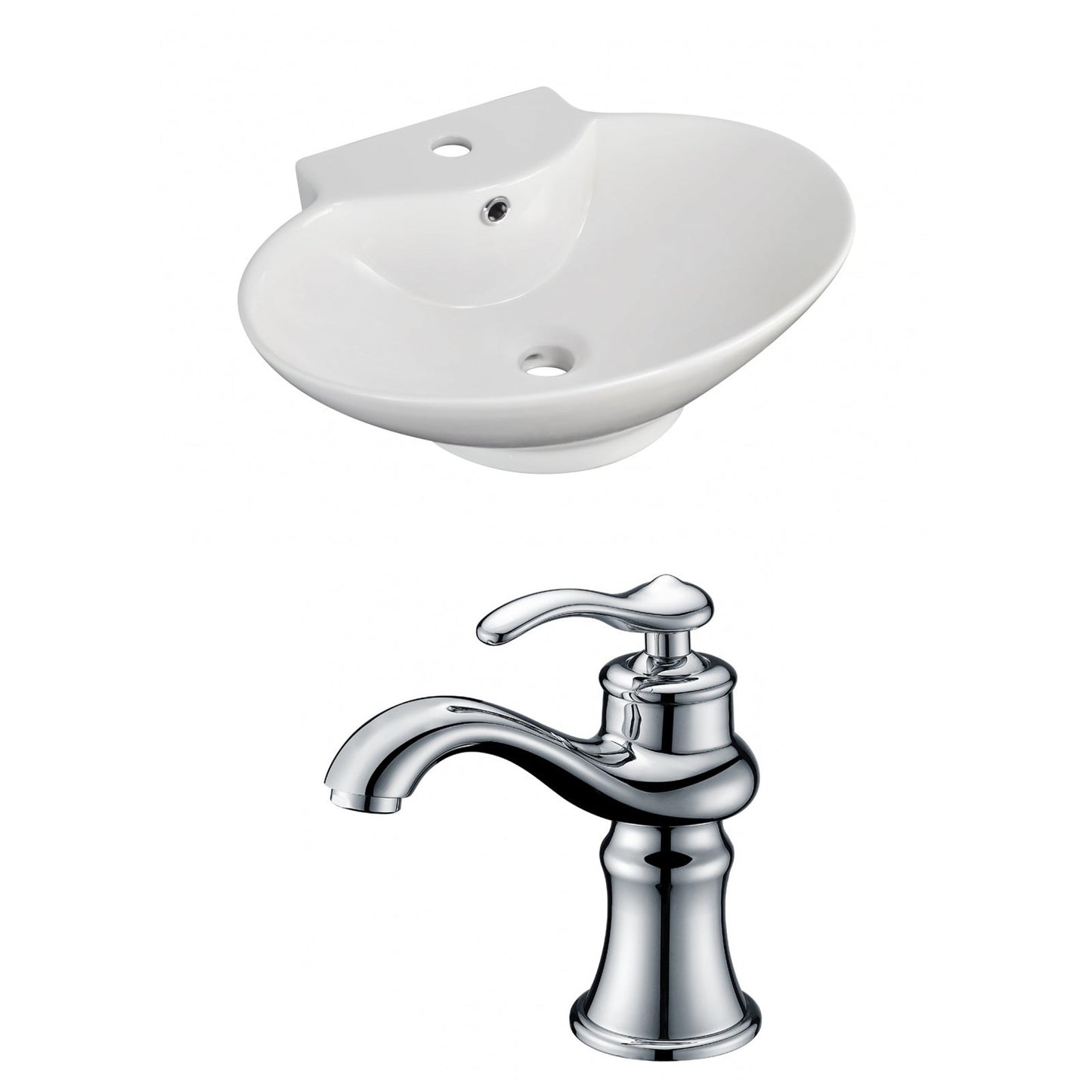 American Imaginations AI-15033 23" White Oval Ceramic Above Counter Bathroom Vessel Sink Set