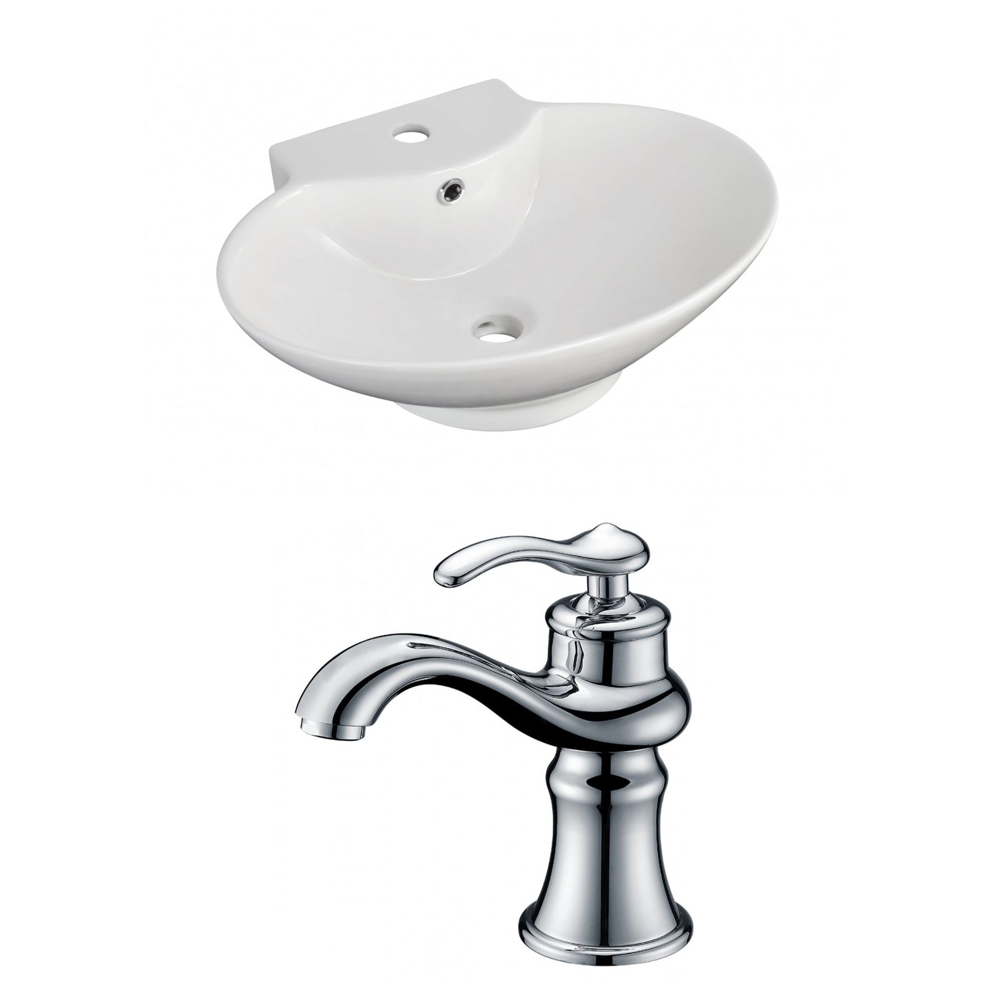 American Imaginations AI-15033 23" White Oval Ceramic Above Counter Bathroom Vessel Sink Set