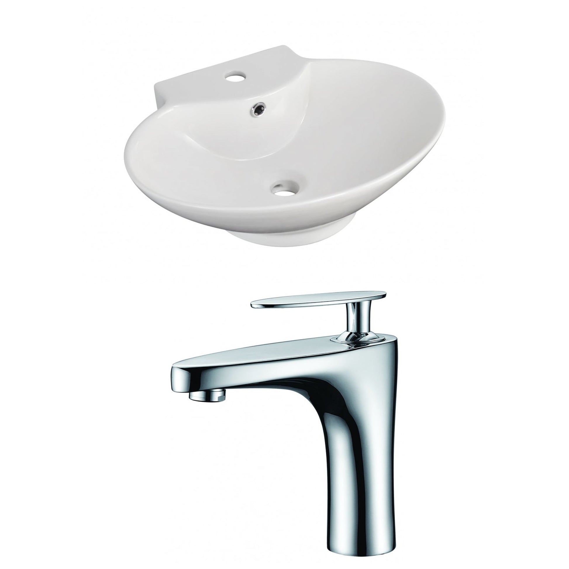 American Imaginations AI-15034 23" White Oval Ceramic Above Counter Bathroom Vessel Sink Set