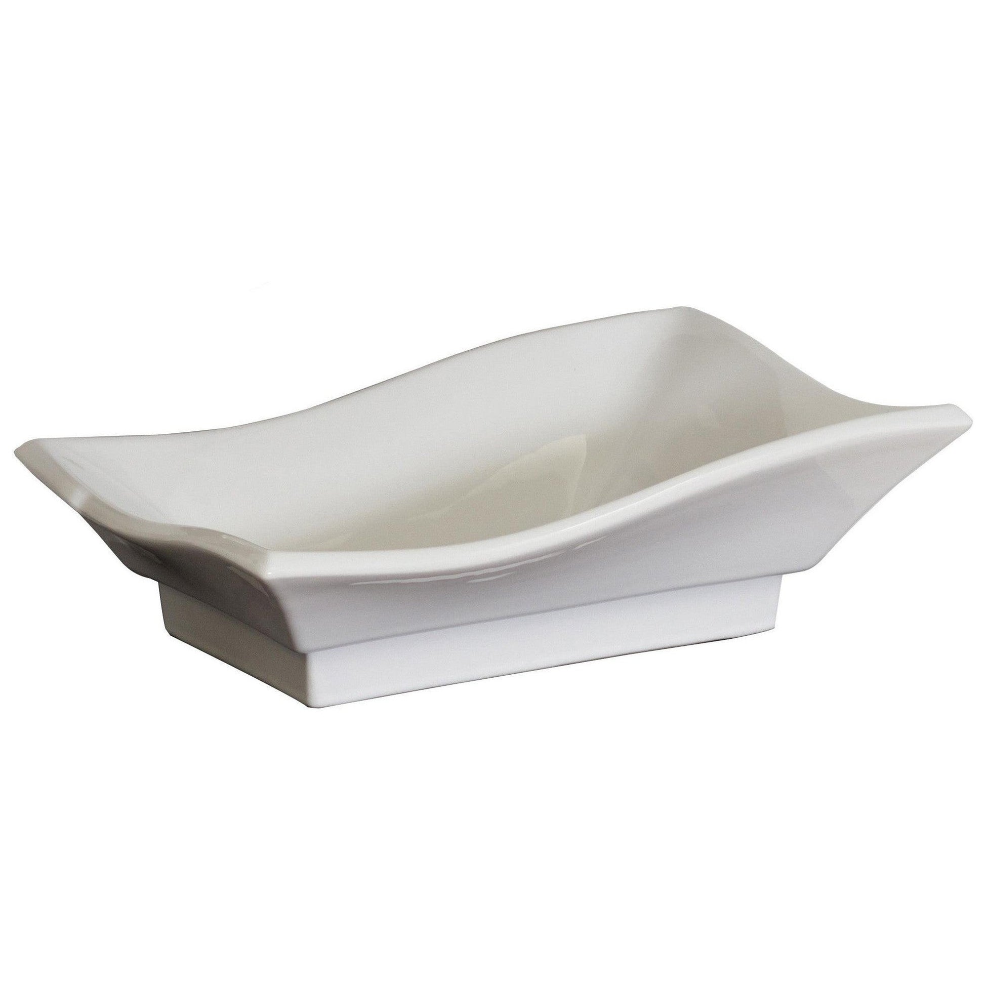 American Imaginations AI-15041 20" White Unique Ceramic Above Counter Bathroom Vessel Sink Set
