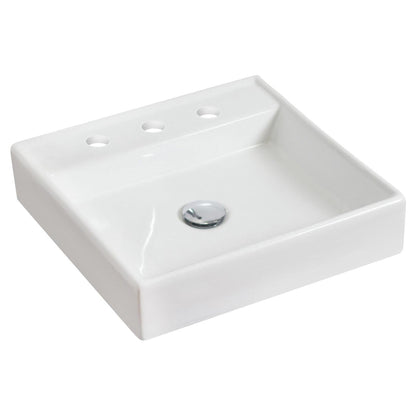 American Imaginations AI-15064 18" White Square Ceramic Above Counter Bathroom Vessel Sink Set