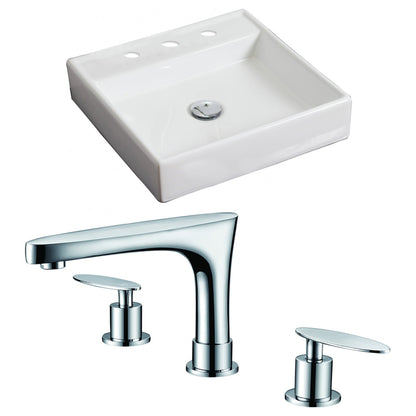 American Imaginations AI-15065 18" White Square Ceramic Above Counter Bathroom Vessel Sink Set