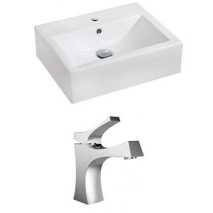 American Imaginations AI-15077 20" White Rectangular Ceramic Wall Mount Bathroom Vessel Sink Set