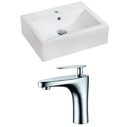 American Imaginations AI-15079 20" White Rectangular Ceramic Wall Mount Bathroom Vessel Sink Set