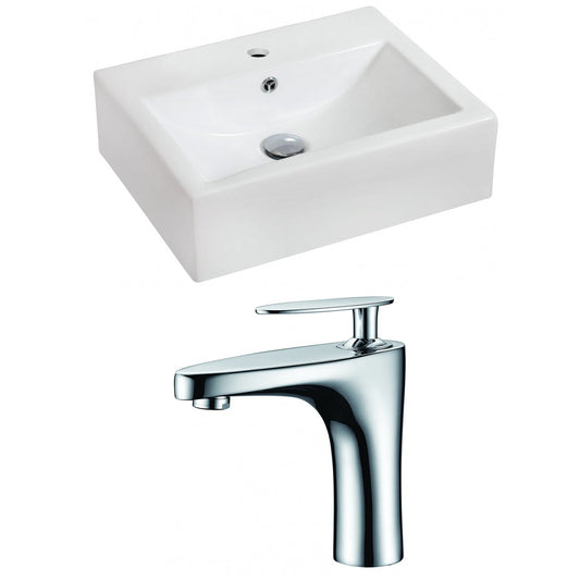 American Imaginations AI-15079 20" White Rectangular Ceramic Wall Mount Bathroom Vessel Sink Set