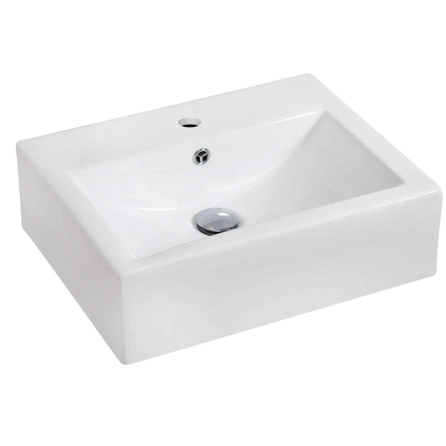 American Imaginations AI-15080 20" White Rectangular Ceramic Wall Mount Bathroom Vessel Sink Set