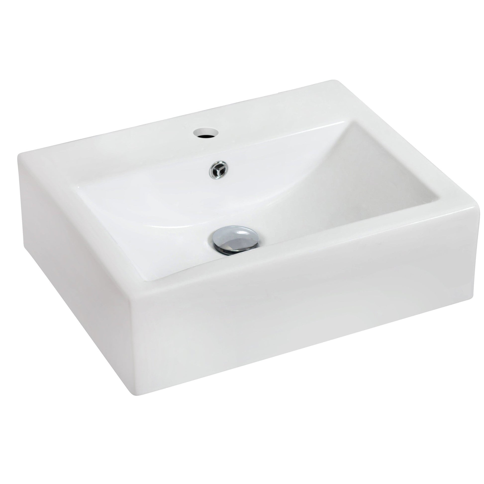 American Imaginations AI-15080 20" White Rectangular Ceramic Wall Mount Bathroom Vessel Sink Set