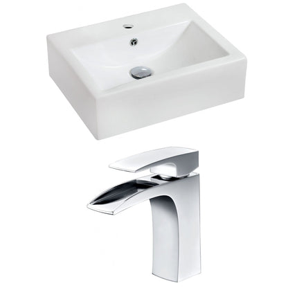 American Imaginations AI-15081 20" White Rectangular Ceramic Wall Mount Bathroom Vessel Sink Set