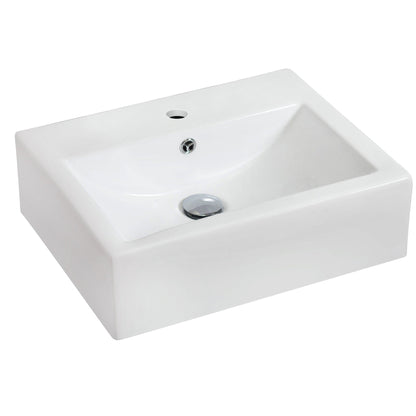 American Imaginations AI-15083 20" White Rectangular Ceramic Wall Mount Bathroom Vessel Sink Set