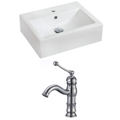 American Imaginations AI-15083 20" White Rectangular Ceramic Wall Mount Bathroom Vessel Sink Set