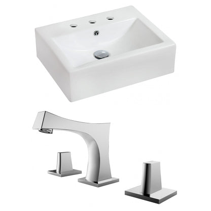 American Imaginations AI-15084 20" White Rectangular Ceramic Wall Mount Bathroom Vessel Sink Set