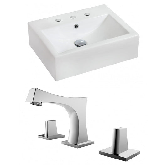 American Imaginations AI-15084 20" White Rectangular Ceramic Wall Mount Bathroom Vessel Sink Set
