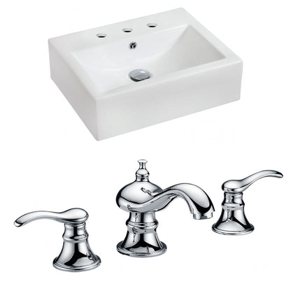 American Imaginations AI-15085 20" White Rectangular Ceramic Wall Mount Bathroom Vessel Sink Set