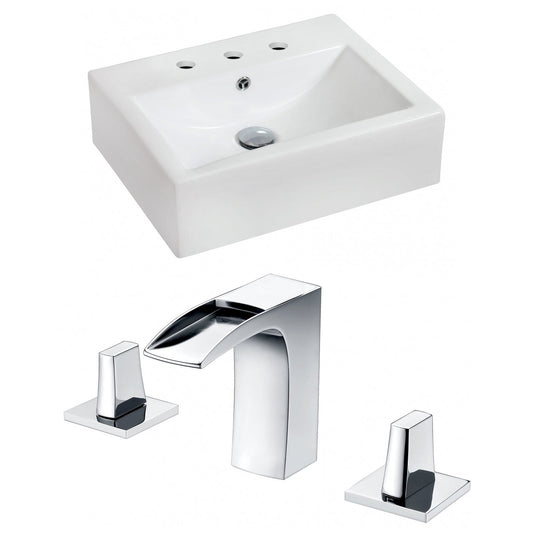 American Imaginations AI-15088 20" White Rectangular Ceramic Wall Mount Bathroom Vessel Sink Set