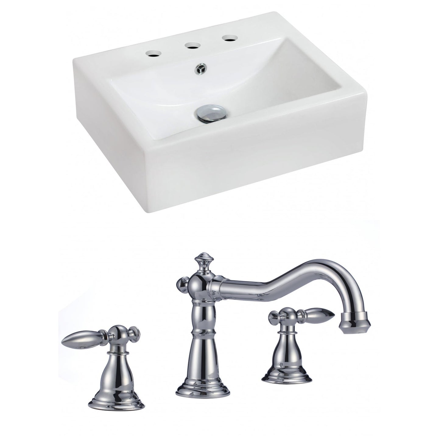 American Imaginations AI-15089 20" White Rectangular Ceramic Wall Mount Bathroom Vessel Sink Set