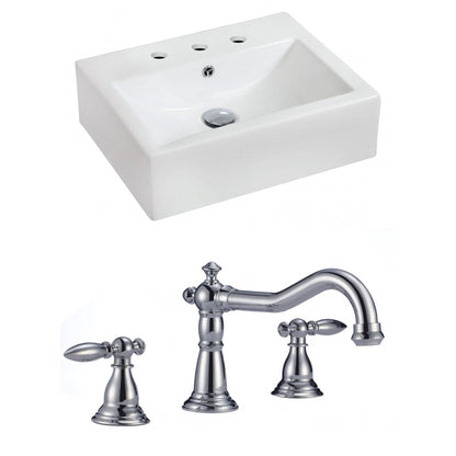 American Imaginations AI-15089 20" White Rectangular Ceramic Wall Mount Bathroom Vessel Sink Set