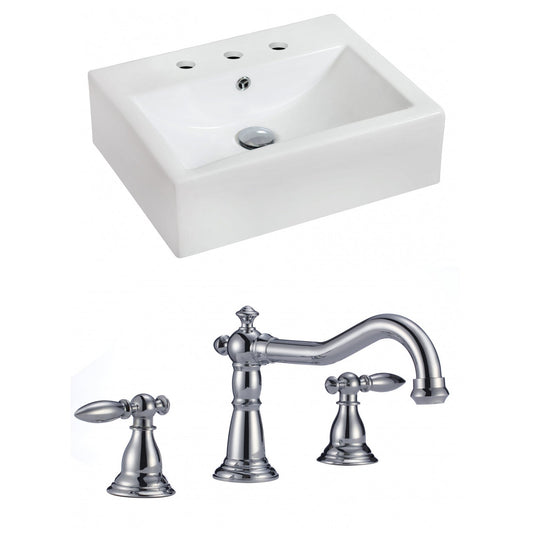 American Imaginations AI-15089 20" White Rectangular Ceramic Wall Mount Bathroom Vessel Sink Set