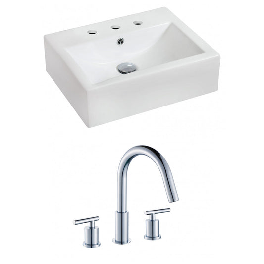 American Imaginations AI-15090 20" White Rectangular Ceramic Wall Mount Bathroom Vessel Sink Set