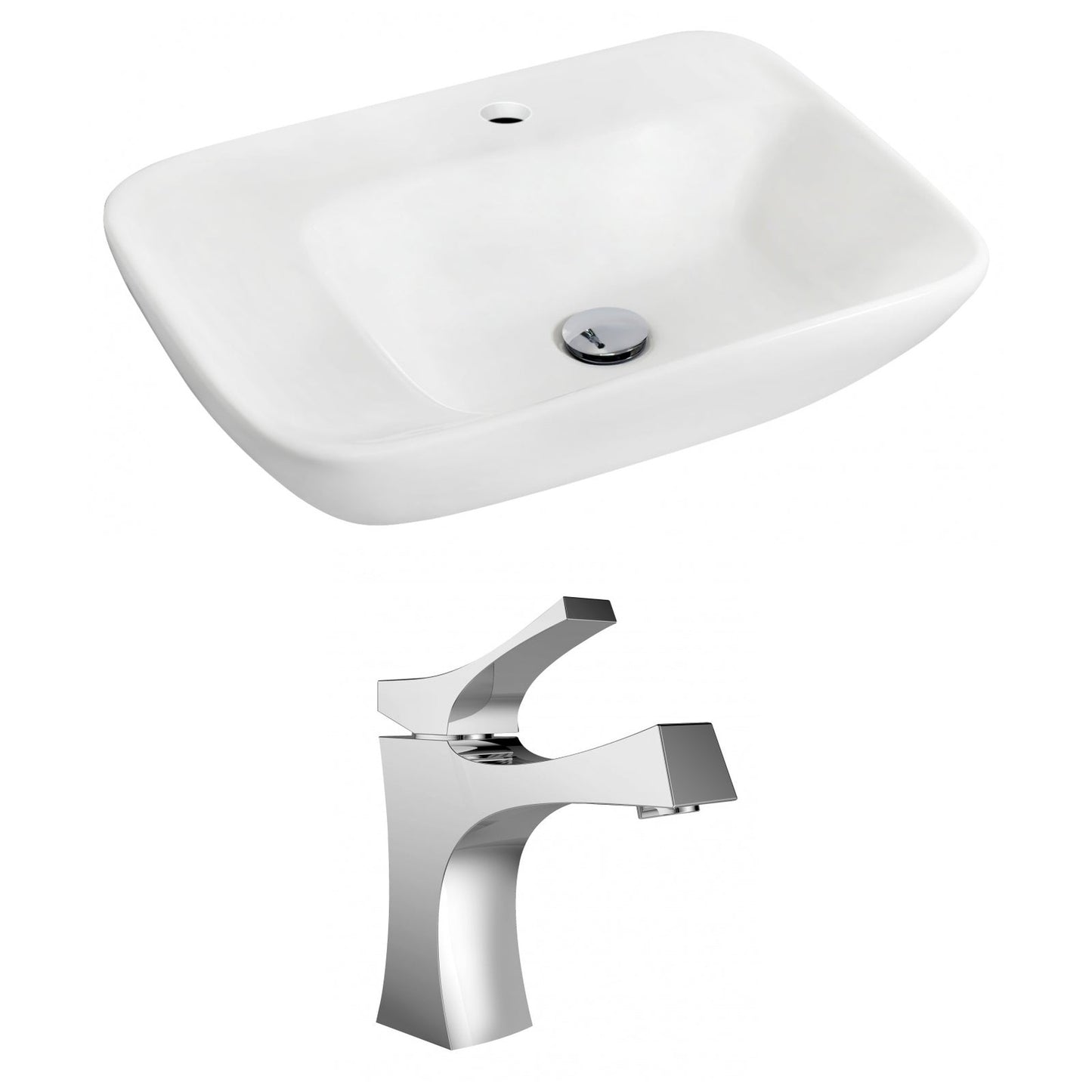 American Imaginations AI-15091 24" White Rectangular Ceramic Wall Mount Bathroom Vessel Sink Set