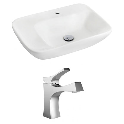 American Imaginations AI-15091 24" White Rectangular Ceramic Wall Mount Bathroom Vessel Sink Set