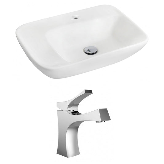 American Imaginations AI-15091 24" White Rectangular Ceramic Wall Mount Bathroom Vessel Sink Set