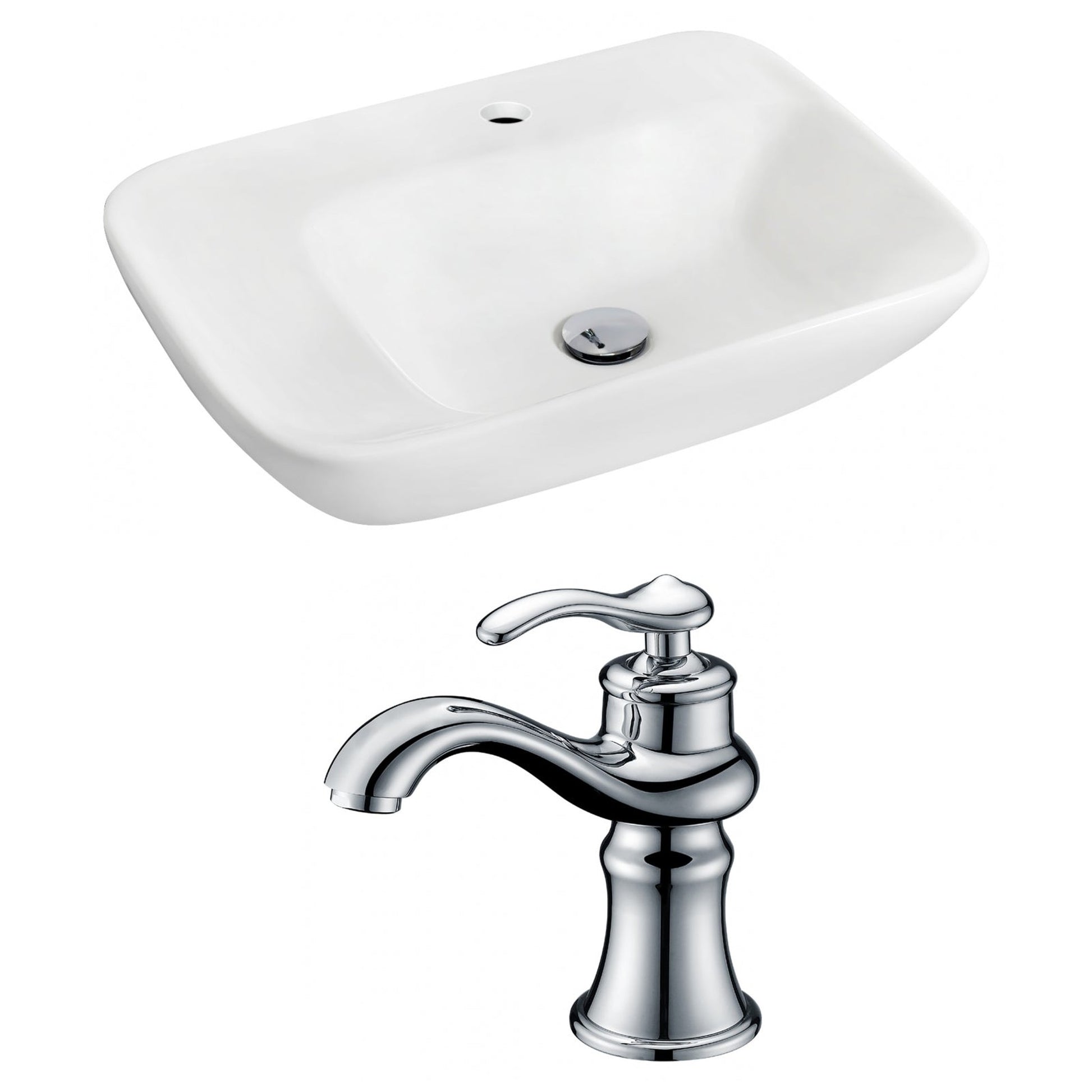 American Imaginations AI-15092 24" White Rectangular Ceramic Wall Mount Bathroom Vessel Sink Set