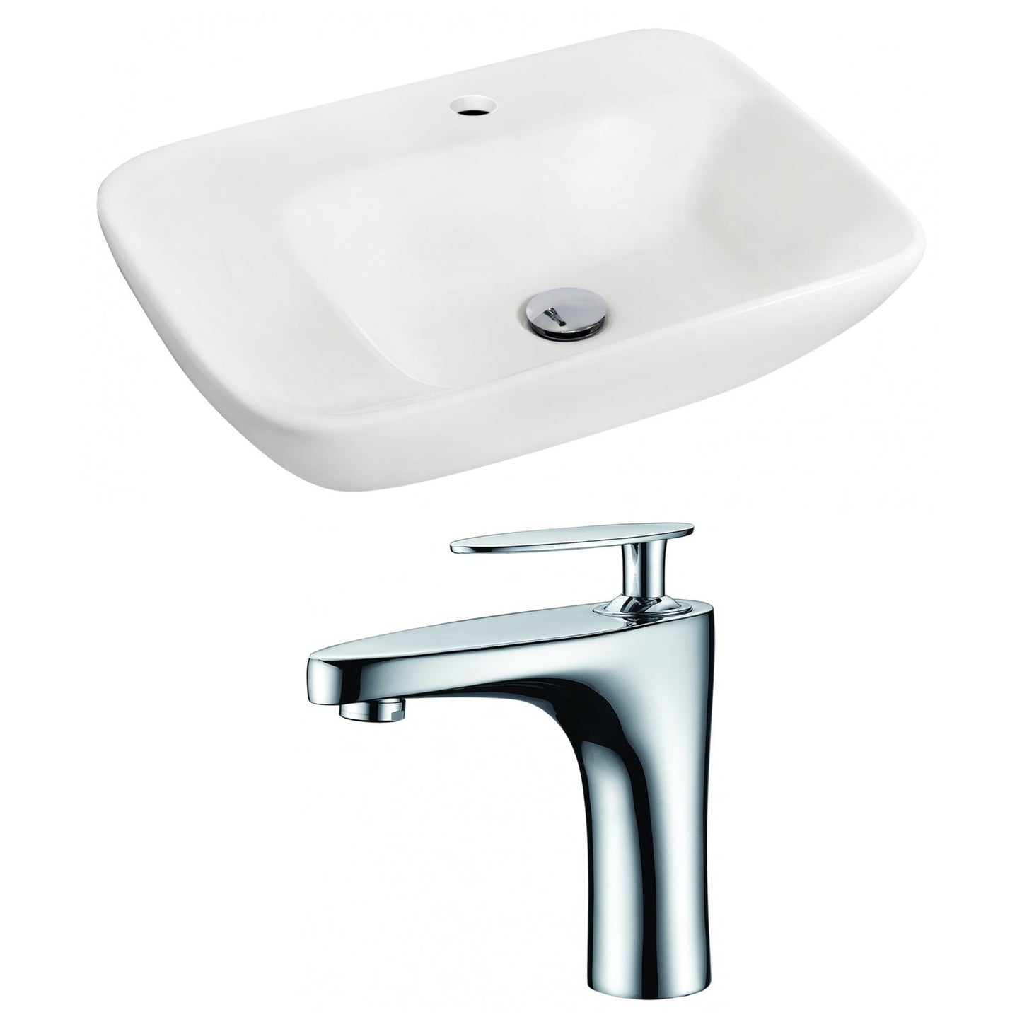 American Imaginations AI-15093 24" White Rectangular Ceramic Wall Mount Bathroom Vessel Sink Set