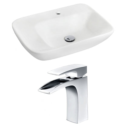 American Imaginations AI-15095 24" White Rectangular Ceramic Wall Mount Bathroom Vessel Sink Set