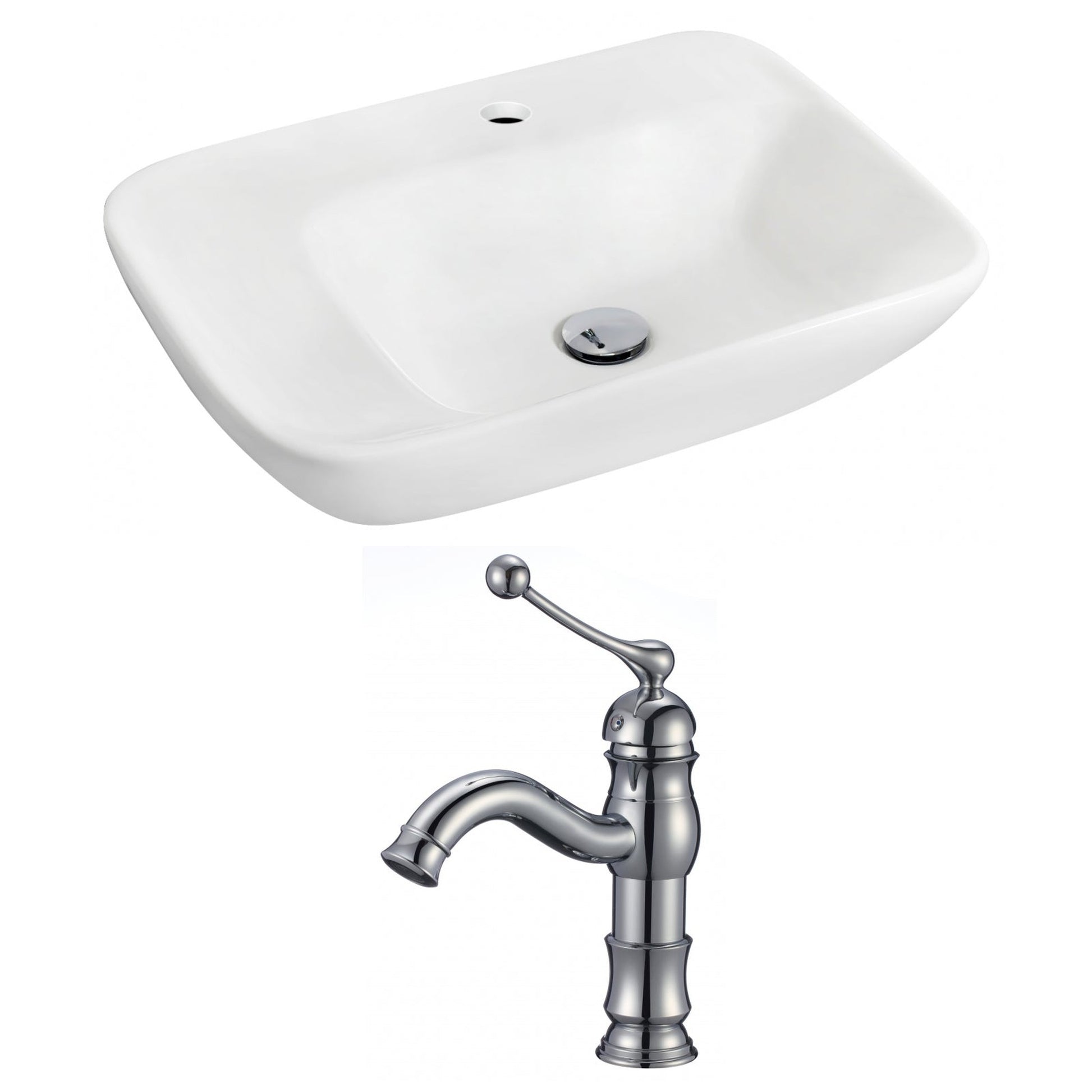 American Imaginations AI-15097 24" White Rectangular Ceramic Wall Mount Bathroom Vessel Sink Set